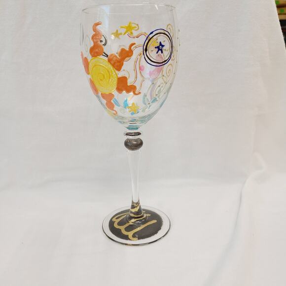 Vintage 1998 Smithereens Hand Painted Wine Glass, Virgo Scene, **NEW** - Picture 1 of 7